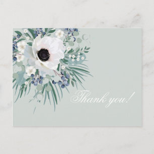 Dank u kaart witte anemone salie groen