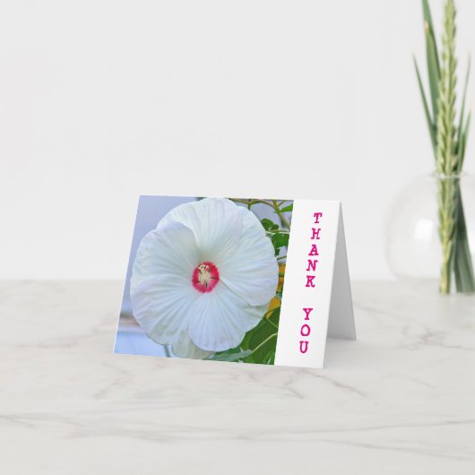  "DANK U" KAART/WITTE HIBISCUS BEDANKKAART (Voorkant)