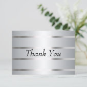 Dank u kaart zilveren lijnen (Staand voorkant)