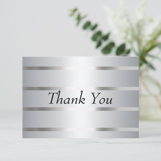 Dank u kaart zilveren lijnen (Staand voorkant)