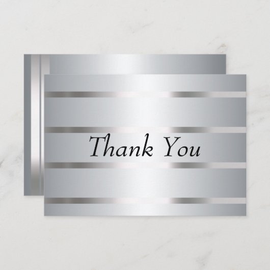 Dank u kaart zilveren lijnen (Voorkant / Achterkant)