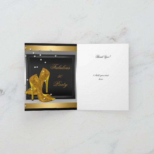 Dank u kaart zwart goud hoge hakken (Binnen)