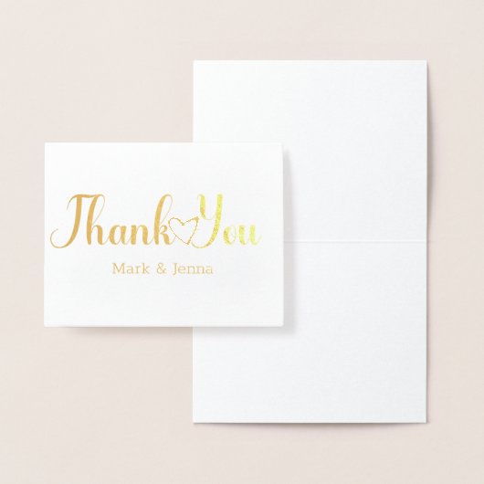 Dank u kaarten bruiloft koppels naam script hart (Display)