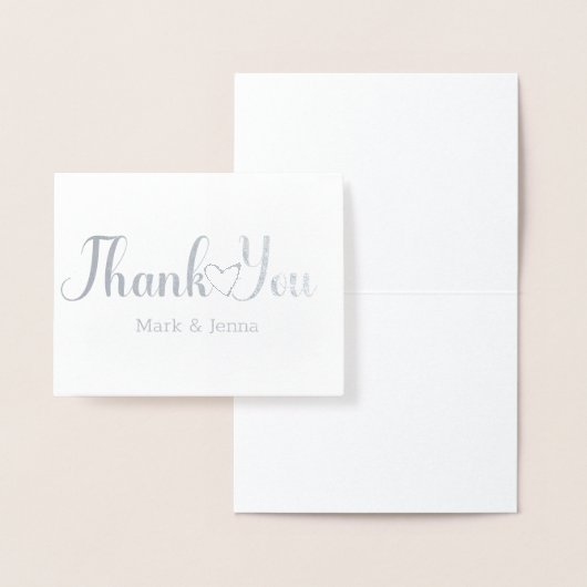 Dank u kaarten bruiloft koppels naam script hart (Display)