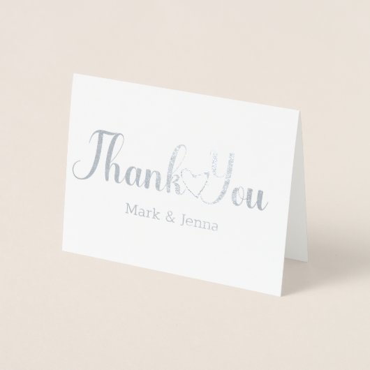 Dank u kaarten bruiloft koppels naam script hart (Voorkant)