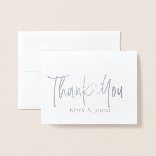 Dank u kaarten bruiloft koppels script open hart (Voorkant met envelop)