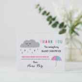 Dank u kaarten cloud Baby shower Sprinkle Girl (Staand voorkant)
