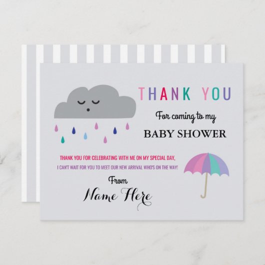 Dank u kaarten cloud Baby shower Sprinkle Girl (Voorkant / Achterkant)