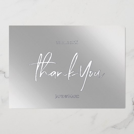 Dank u kaarten echte Folie zilvergrijs (Voorkant)