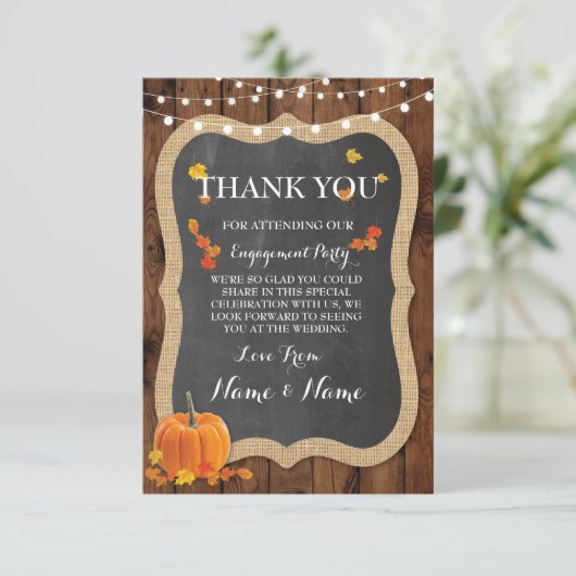 Dank u Kaarten Herfst Pompoen Hout Rustieke Winter (Staand voorkant)