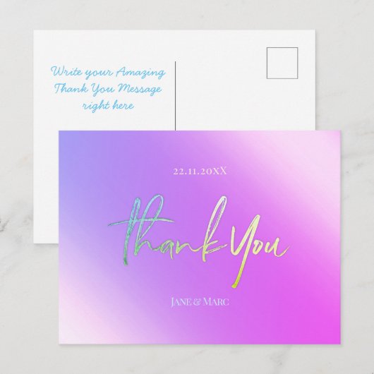 Dank u kaarten Levendig holografisch Briefkaart (Voorkant / Achterkant)