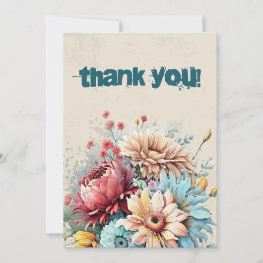 Dank u kaarten met Bloemen, 5x7 duim, verticaal (Voorkant)