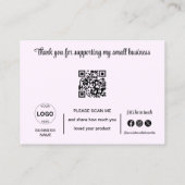 Dank u kaarten QR Code Logo minimalistische zaken Visitekaartje (Achterkant)