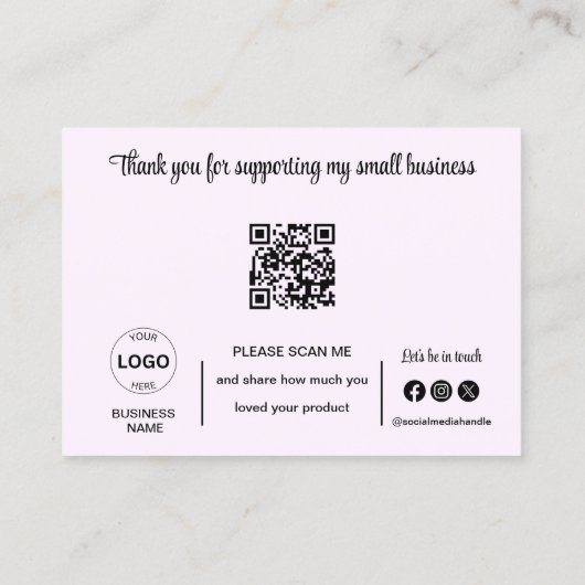 Dank u kaarten QR Code Logo minimalistische zaken Visitekaartje (Achterkant)