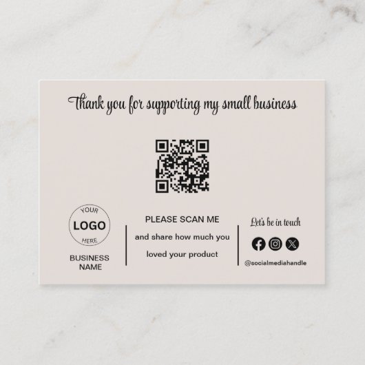 Dank u kaarten QR Code Logo minimalistische zaken Visitekaartje (Achterkant)