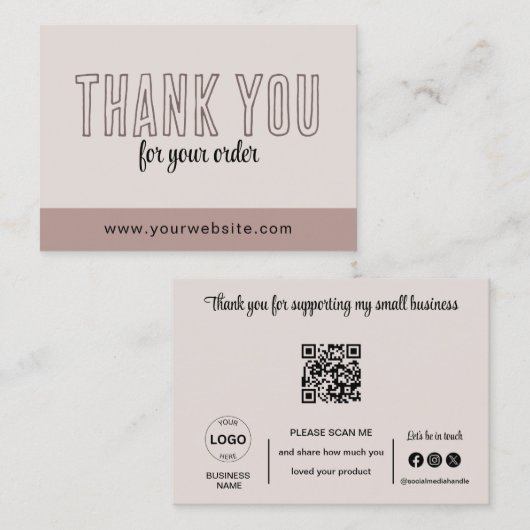 Dank u kaarten QR Code Logo minimalistische zaken Visitekaartje (Voorkant / Achterkant)