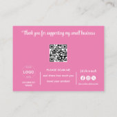 Dank u Kaarten QR Code Logo Pink Business Visitekaartje (Achterkant)
