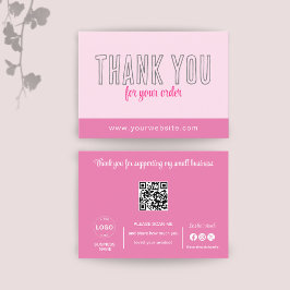 Dank u Kaarten QR Code Logo Pink Business Visitekaartje