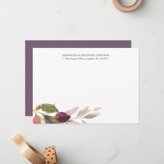 Dank u kaarten rustieke Herfst gebladerte briefpap Notitiekaartje (Voorkant / Achterkant in situ)