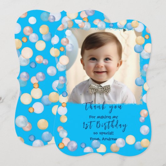 Dank u Kaarten voor 1e Verjaardag met Foto (Voorkant / Achterkant)