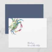 Dank u Kaarten Waterverf Blauwe Krab Notitiekaartje (Voorkant / Achterkant)