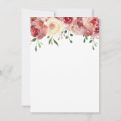 Dank u kalligrafie, bordeaux, bloze Rozen Bedankkaart (Achterkant)