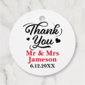 Dank u kalligrafie Mr Mrs Wedding Favor Labels (Achterkant)