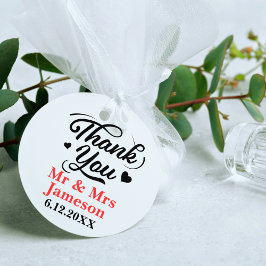 Dank u kalligrafie Mr Mrs Wedding Favor Labels