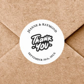 Dank u kalligrafie script bruiloft gunst ronde sticker
