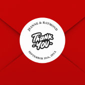 Dank u kalligrafie script bruiloft gunst ronde sticker