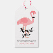 Dank u kalligrafie tropische roze flamingo kunst cadeaulabel (Voorkant)