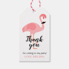Dank u kalligrafie tropische roze flamingo kunst cadeaulabel