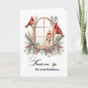 Dank u Kardinaal Vogels in Winter Window Kaart