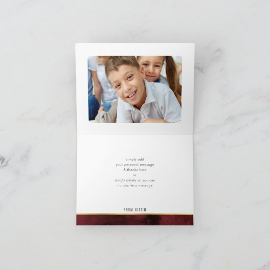 DANK U kastanjebruine donkerrood van de bar mitswa Bedankkaart (Binnen)