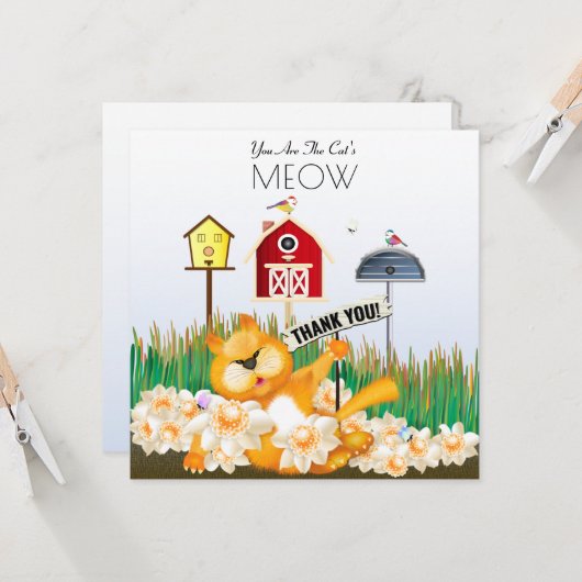 Dank u Kat en Vogels in de Tuin Kaart (Voorkant / Achterkant in situ)