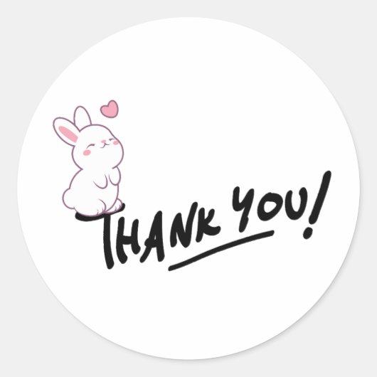Dank u Kawaii Bunny Sticker, Gift Label (Voorkant)