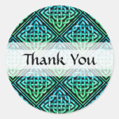 Dank u Keltische knoop - Blauwe Groene Ronde Stick Ronde Sticker (Voorkant)