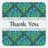 Dank u Keltische knoop - Blauwe groene vierkant St Vierkante Sticker (Voorkant)