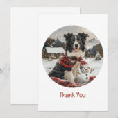 Dank u Kerst Border Collie Dog Snowman Bedankkaart (Voorkant / Achterkant)