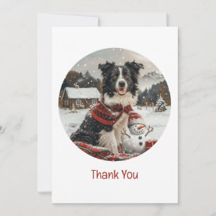 Dank u Kerst Border Collie Dog Snowman Bedankkaart