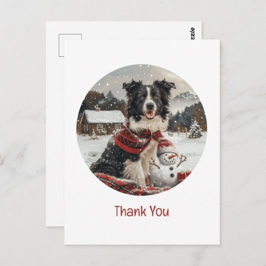 Dank u Kerst Border Collie Dog Snowman Briefkaart (Voorkant / Achterkant)