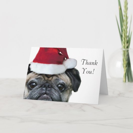 Dank u kerst pug wenskaart bedankkaart (Voorkant)