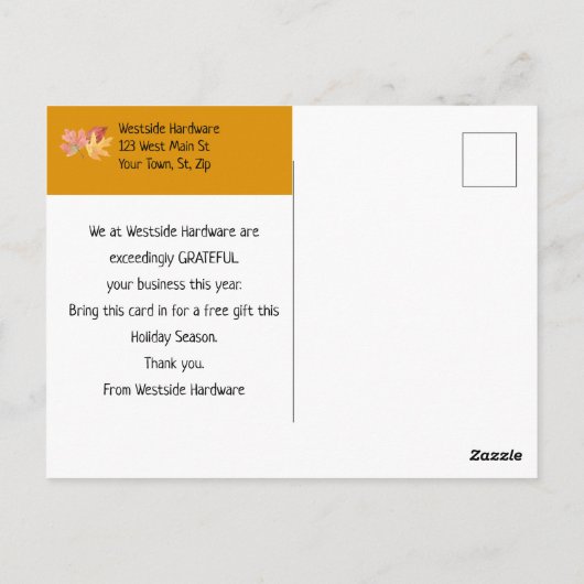 Dank U Kerst Zakelijke Dankzegging Briefkaart (Achterkant)