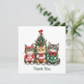 Dank u Kerstkatten Bedankkaart (Staand voorkant)