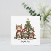 Dank u Kerstkatten Bedankkaart (Staand voorkant)