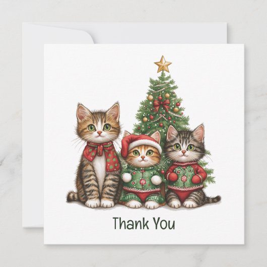 Dank u Kerstkatten Bedankkaart (Voorkant)