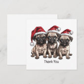 Dank u Kerstmis Pug Dogs Santa Bedankkaart (Voorkant / Achterkant)