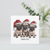 Dank u Kerstmis Pug Dogs Santa Bedankkaart (Staand voorkant)