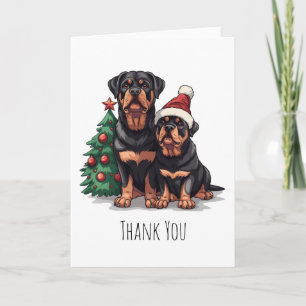 Dank u Kerstmis Rottweiler Hond Kerstboom Bedankkaart