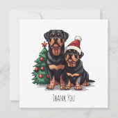 Dank u Kerstmis Rottweiler Hond Kerstboom Bedankkaart (Voorkant)